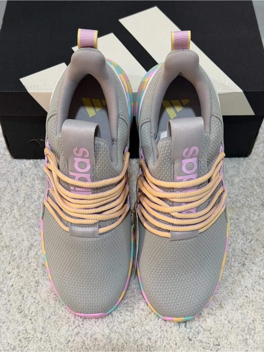 ✨$80 Retail!✨ Adidas Lite Racer Adapt 7.0 Kids Sneakers with Multicolor Sole